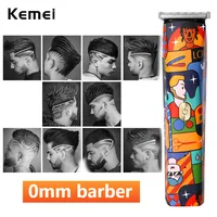 Kemei T-Blade Cordless Fashion Graffiti Trimmer Men Zero Gapped Professional Hair Clipper Scrawl Finish Hair Cutting Machine 1