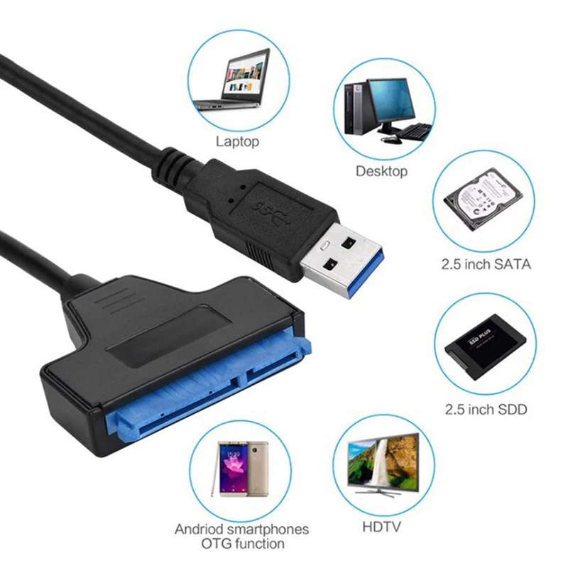 

USB 3.0 SATA 3 Cable Sata to USB Adapter Up to 6 Gbps Support 2.5 Inches External SSD HDD Hard Drive 22 Pin Sata III Cable