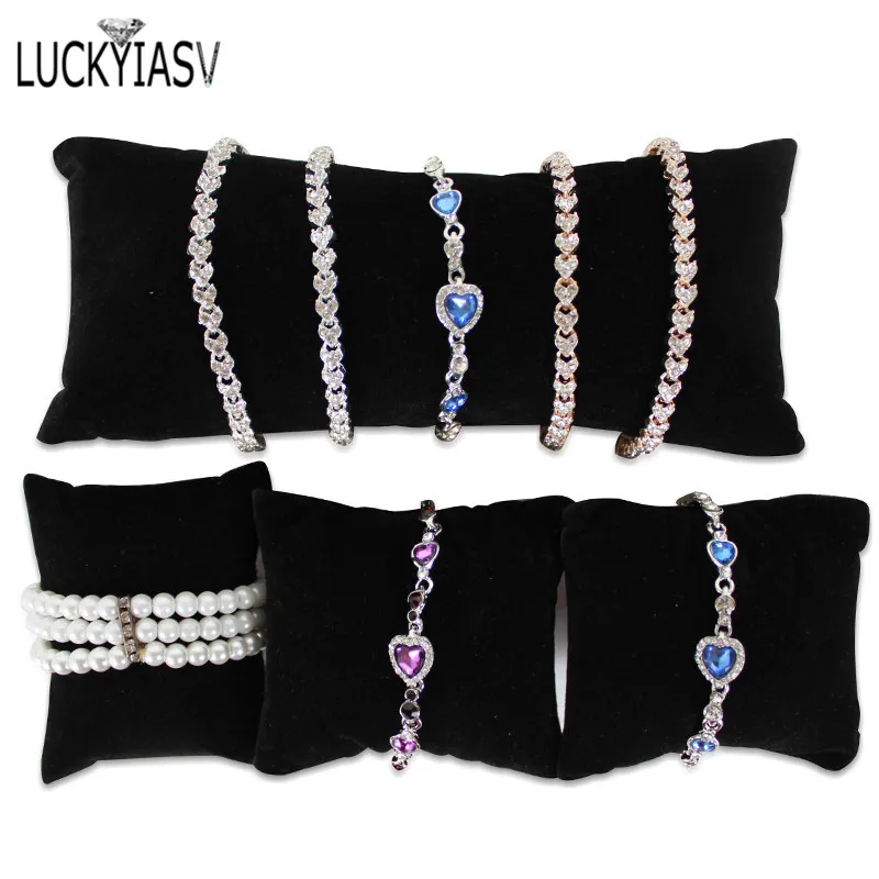 Jewelry Display Stand Jewelry Pillow Stand Velvet PU Leather Holder Organizer Bracelet Case Bangle Anklet Watch Display Photography Prop