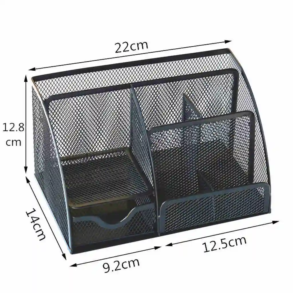 Настольный органайзер с 6 отделениями, ящик для студентов, офисный стол, сетчатая коллекция, держатель для хранения канцелярских принадлежностей, Органайзер - Цвет: Black
