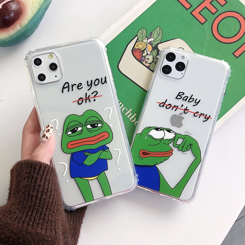 Ударопрочный чехол из ТПУ с рисунком лягушки для iphone 11 11Pro Max XS X XR 8 7 6S 6 Plus модные