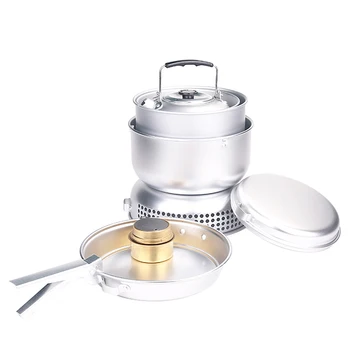 

10Pcs Cookware Travel Outdoor Camping Hiking Cooking Picnic Pot Pan Set, Suitable for 4-5 Person Use