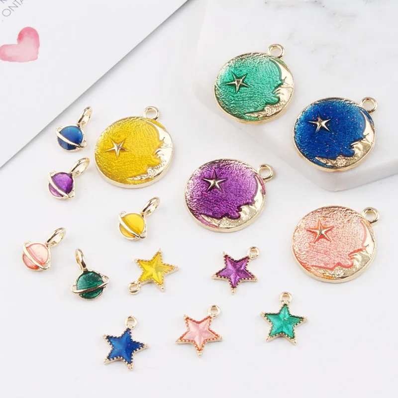 6 шт. новые модные голубые космические Вселенная Луна Звезда Серьги для женщин
