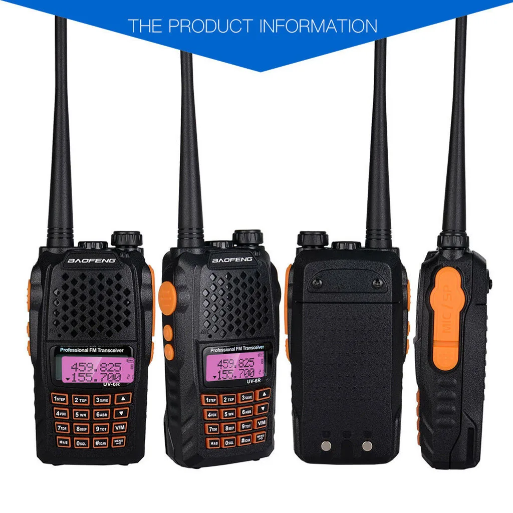 

Baofeng walkie talkie UV-6R Handheld Radio Scanner Portable HAM Two Way Transceiver US uv5r 128CH 5W VHF UHF 136-174Mhz
