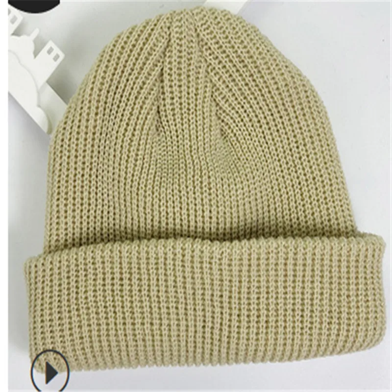 Unisex Men Women Beanie Hat Warm Ribbed Winter Ski Fisherman Docker Couple Hats New Fashion - Цвет: Бежевый