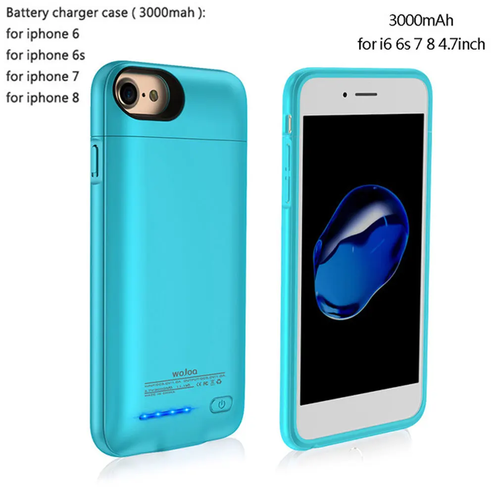 blue 6 6s 7 8 Чехол для зарядного устройства для iPhone 6, 6s, 7, 8 Plus, внешний аккумулятор, чехол, ультра тонкий внешний аккумулятор, чехол для зарядки iP6, 3000/4200 мА/ч - Цвет: blue 6 6s 7 8