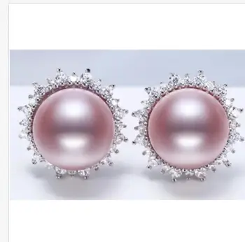 

charming pair of 9-10mm south sea lavender pearl earring 925s