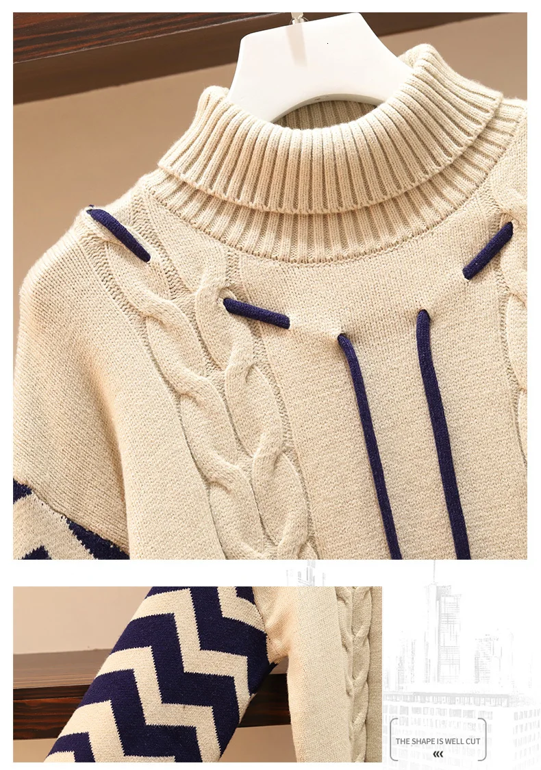 Большой женский теплый костюм с юбкой 5XL на осень и зиму, женский свитер с воротником под горло+ юбка, комплект из 2 предметов, топ и юбка, вязаный комплект