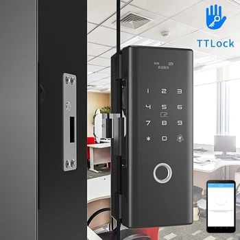 

TTLock APP Smart keyless Fingerprint Lock support IC card password for home office frameless glass push or sliding door