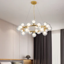 

Nordic LED Glass Ball Chandelier Luxury American Home Decor Indoor Living Dining Room Restaurant Commercial Pendant Lightings