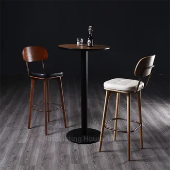 

Nordic Front Desk Creative Bar Chair Bar Stool Solid Wood Simple Modern Backrest Home Restaurant Cashier High Stool Bar Chairs