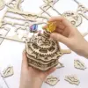 Robotime Rokr 84pcs Rotatable DIY 3D Starry Night Wooden Model Building Kit Block Assembly Music Box Toy Gift for Children Adult 4