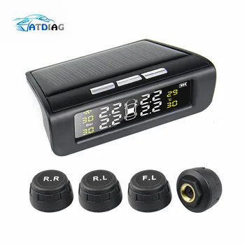 

Solar TPMS Car Tire Pressure Alarm Monitor System Display 4 External Sensor Temperature Warning T06N T01W Visture