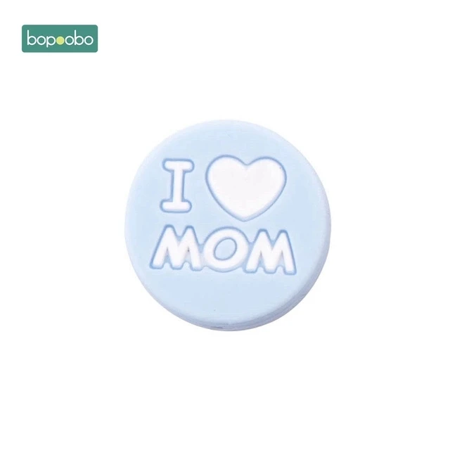 Bopoobo 5 шт. силиконовый Прорезыватель диск i love mom прищепка для соски цепь аксессуары для кормления безопасный силикон игрушки зубная тренировка - Цвет: Blue MOM