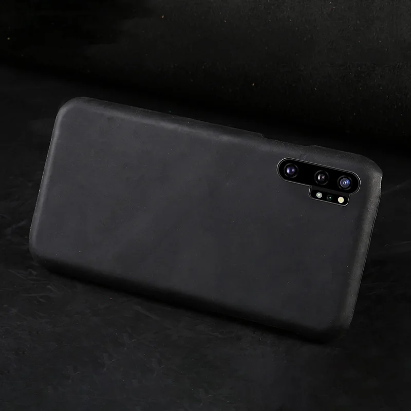 Чехол для телефона из натуральной кожи для samsung note 10 plus, чехол для note 10+ противоударный чехол для Galaxy note 10 plus, кожаный чехол - Цвет: Черный