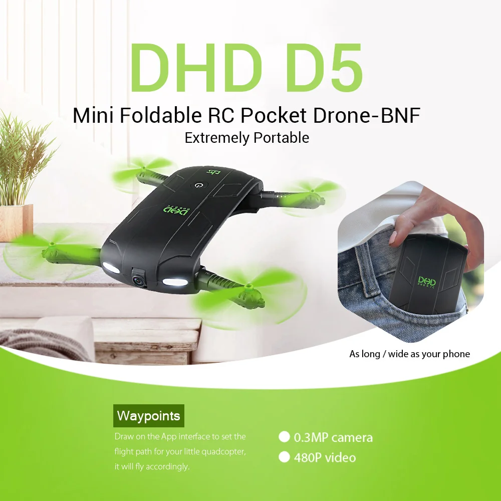 Новое поступление DHD D5 селфи FPV Дрон с HD камерой складной RC карманные дроны телефон управление Квадрокоптер мини Дрон VS JJRC H37 523