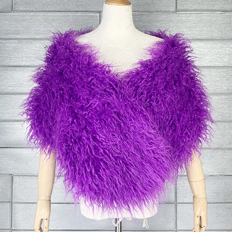 

Bridal Fur Cape Nightclub Imitated fur bridesmaid capes Fur gown jacket
