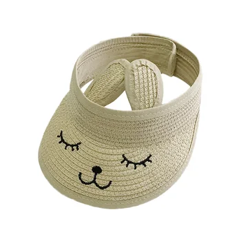 

Summer Child Girls And Boys Cute Breathable All-match Solid Color Cartoon Pattern Foldable Sunscreen Concise Casual Visor