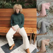 Модные женские эластичные длинные штаны с высокой талией, Мешковатые Свободные прямые брюки, теплая зимняя одежда для сна