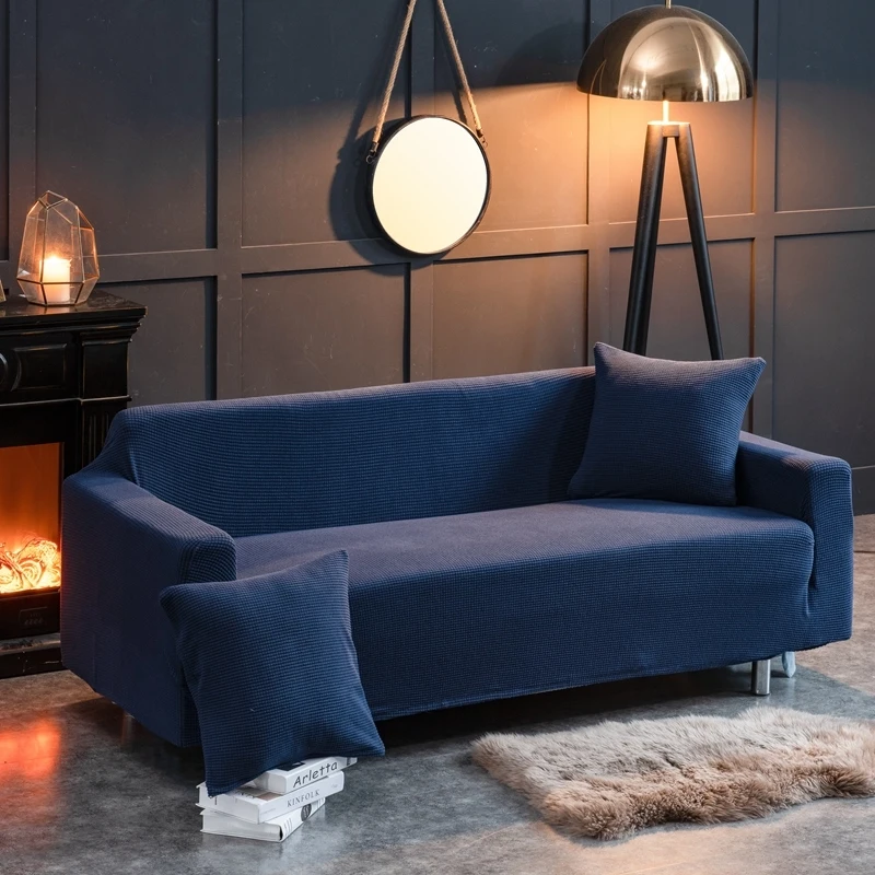 Solid Color Polar Fleece Slipcover Sofa Couch Cover Elastic full sofa 1/2/3/4 seater Stretch Pillow Case Chair Covers | Дом и сад