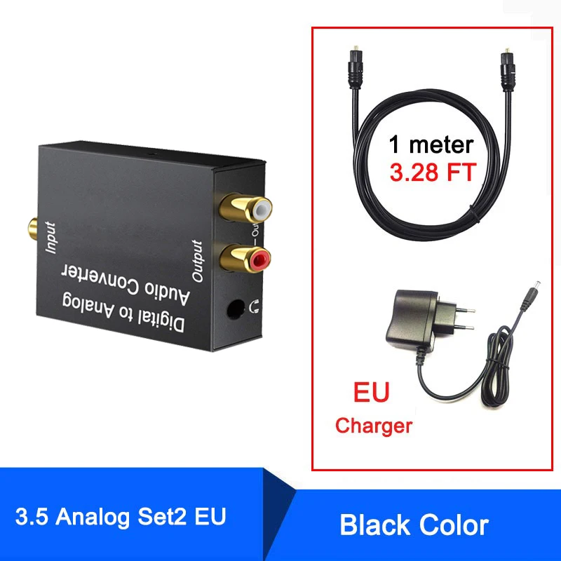 INGELON из цифрового в аналоговый-цифровой оптический SPDIF/коаксиальный кабель к аналогу 3,5 мм RCA L/R аудио оптический Toslink аудио конвертер кабель 1xrca стабильный панель расшифровки жидкокристаллического дисплея - Цвет: 3.5mm-Analog-Set2-EU