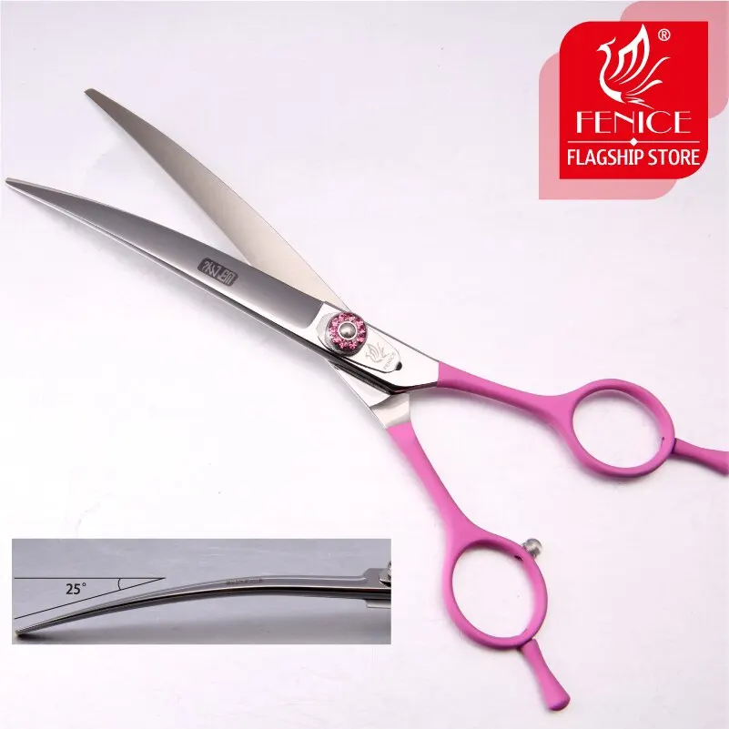

Fenice 7.0/7.5/8.0 inch Curved Grooming Scissors for Dogs Professional Dog Hair Cut Scissors JP440C Trimming Shears