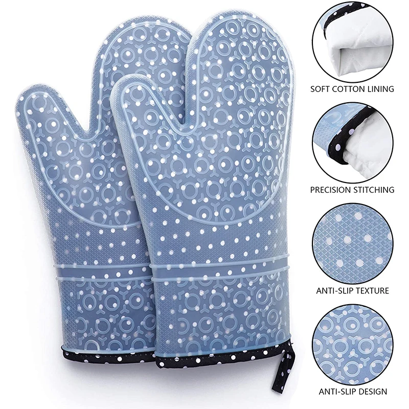 1-2Pcs Double Layer Oven Mitts Thicken Silicone Kitchen Gloves Non-Slip Oven Pot Holder Heat Resistant Baking Cooking BBQ Gloves 1-2Pcs Double Layer Oven Mitts Thicken Silicone Kitchen Gloves Non-Slip Oven Pot Holder Heat Resistant Baking Cooking BBQ Gloves