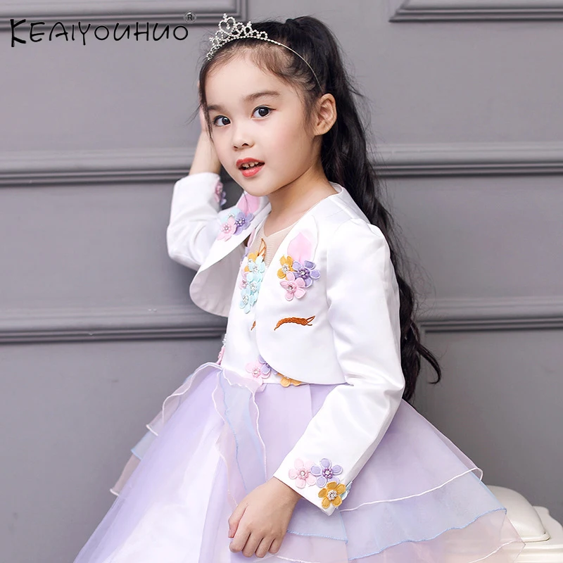 Autumn Girls Long Sleeved Cardigan Children's Shawl Small Jacket For Unicorn Kids Outerwear Coat Clothes | Детская одежда и