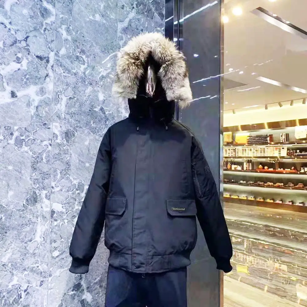 Зимняя куртка-пуховик для пилота, мужская куртка, пальто в стиле милитари, одежда для мальчиков, короткая теплая утепленная верхняя одежда для мужчин, Homme - Цвет: Черный