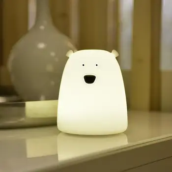 

Battery Powered Silicone Bear Shape Night Light Seven Colors Bedroom Decor