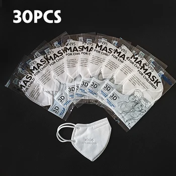 

FFP2 5 layer 30pcs KN95 Face Mask For Children Kids Girls Boys Cotton KN95 Mouth Masks Activated Carbon Breathable Respirator