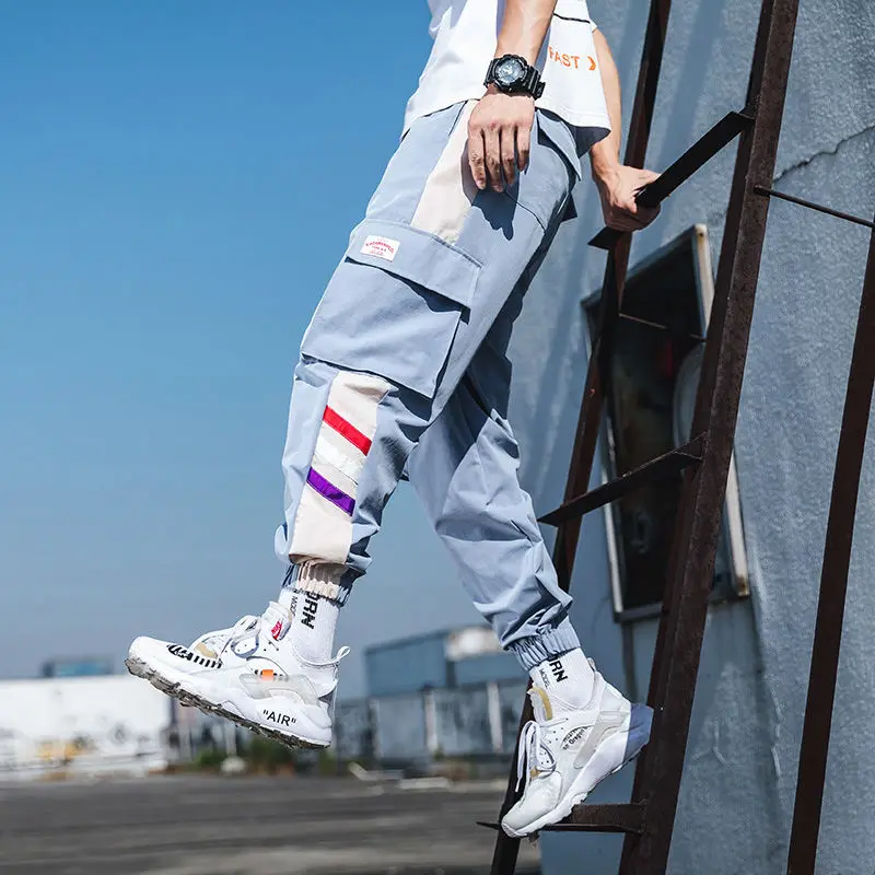 

Patchwork Color Harem Pants Men 2022 Mens Streetwear Casual Joggers Pants Male Fashions Vintage Cotton Sweatpants