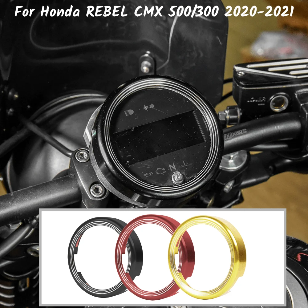 Nero AHOLAA Motocicletta Tachimetro Strumento Misuratore di calibro Anello del misuratore Odometro coperchietto Squillare per Honda Rebel CMX 300 500 CMX500 CMX300 2017 2018 2019 2020