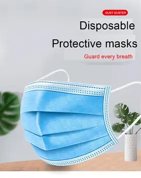 

50pcs/Bag 3 Layer Non-woven Dust Antiviral Mask Thickened Disposable Mouth Mask