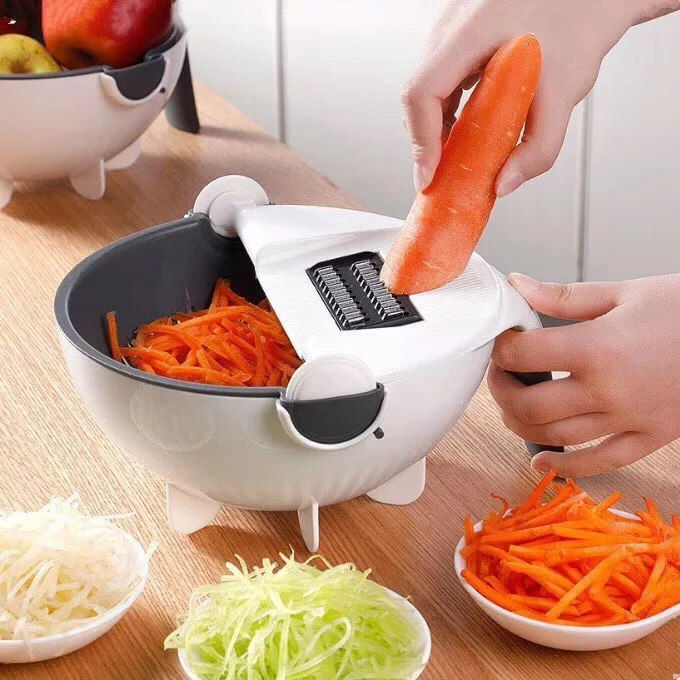 

Magic Multifunctional Rotate Vegetable Cutter With Drain Basket Kitchen Veggie Fruit Shredder Grater Slicer Drop Shipping