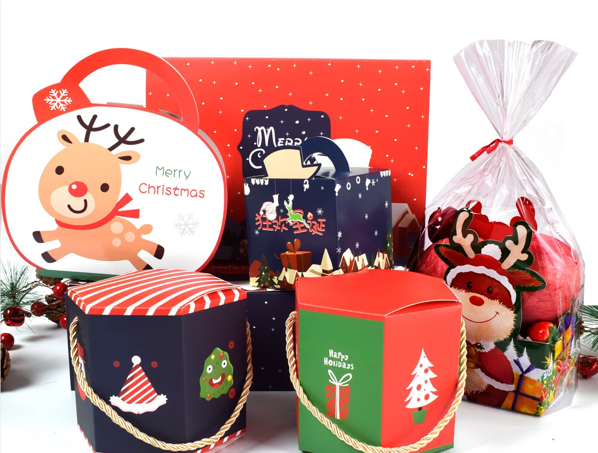 Рождественская канун портативная Коробка для леденцов scatole natale бумажная Коробка для конфет упаковка 20 шт рождественские украшения для дома