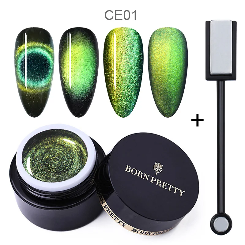 BORN PRETTY 9D глаз хамелеона кота гель для ногтей Магнитный замочить от УФ- гель для ногтей Романтический Сияющий гель-Лаки 5 мл черная основа - Цвет: 2 Pcs-Set1