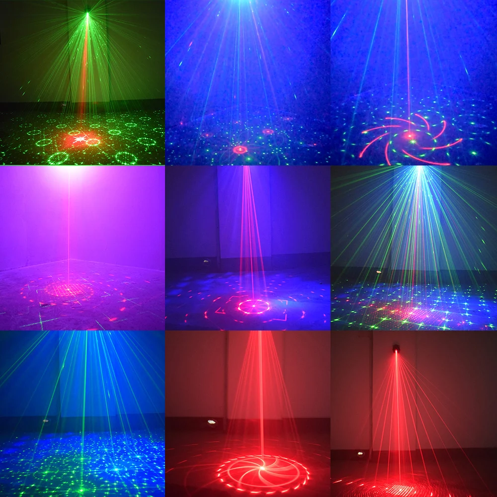 69/129 Patterns USB Rechargeable Led Laser Projector Lights RGB UV DJ Sound Party Disco Light for Wedding Birthday Party dj Home 2
