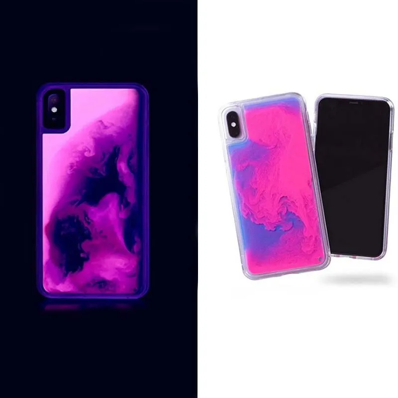 

Luxury Neon Glow in Darkness Noctlucent Glitter Liquid Luminous Sand quicksand phone Case For iPhone 6 7 8 Plus X XS XR MAX