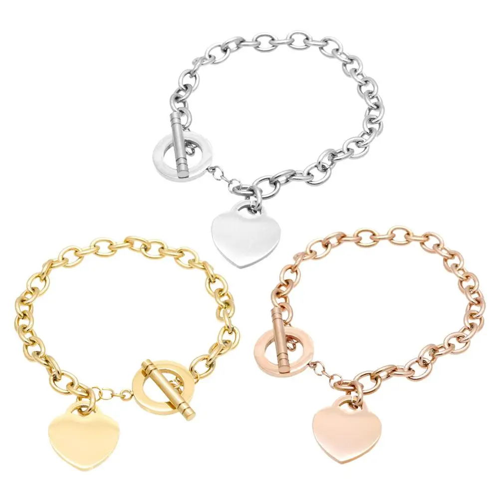 KLEEDER браслет из нержавеющей стали в форме сердца, розовое золото, серебро, титановые стальные браслеты для женщин, ювелирные изделия