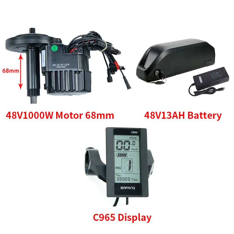 8Fun 48V1000W Bafang BBSHD велосипед мотор e велосипед конверсионный комплект с 48V13AH батарея Электрический Bafang мотор все для велосипеда - Цвет: Q 48V13AH C965 68MM