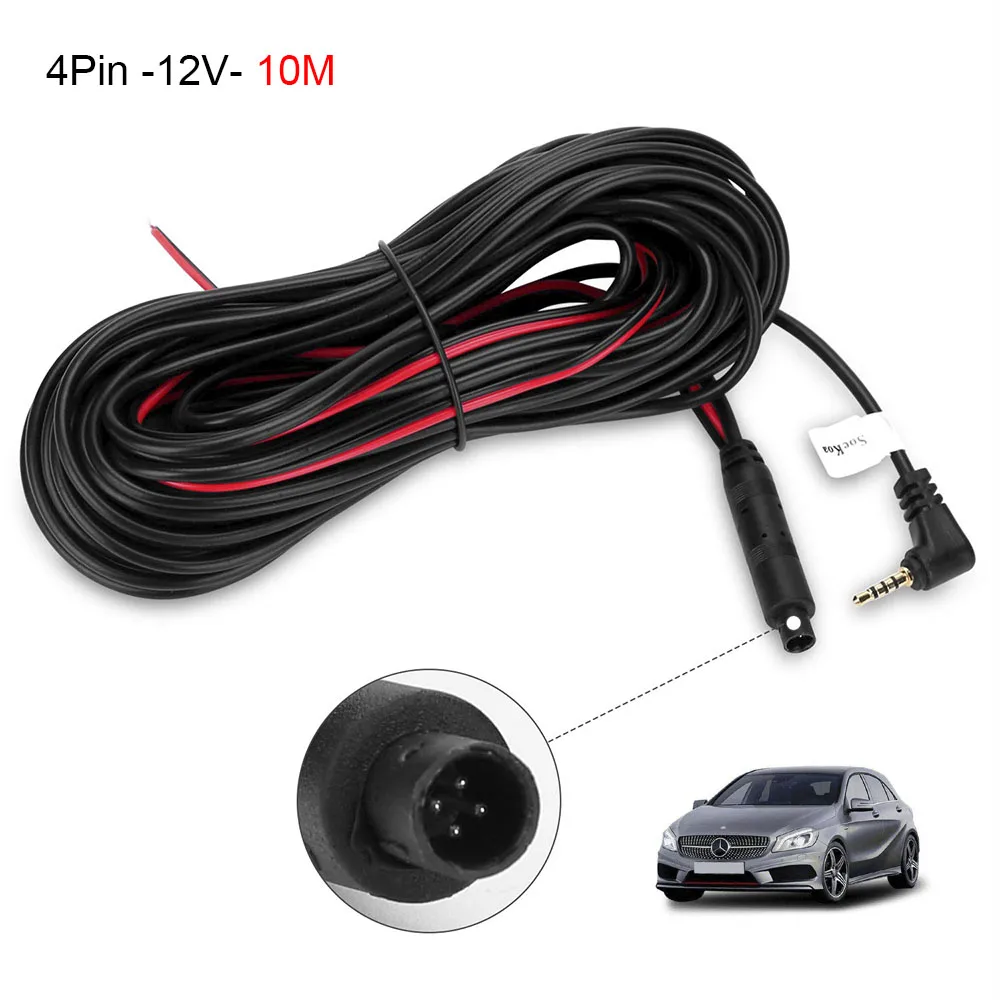 4pin-12V-10m HGDO, 12 и 24V 6 м/10 м/15 м/20 м 4pin/5pin 2,5 мм Джек RCA видео удлинитель кабеля для заднего вида Камера провода DVR Камера кабель - Название цвета: 4pin-12V-10m