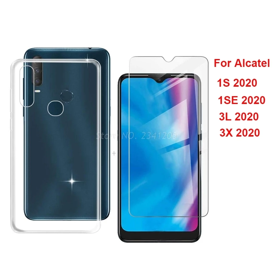 Transparent Phone TPU Case For Alcatel 1S 2020 5028Y 1V SE 3L 2020 Back Cover with Screen Protector on Alcatel 3X 2020(4 Camera) iphone se wallet case