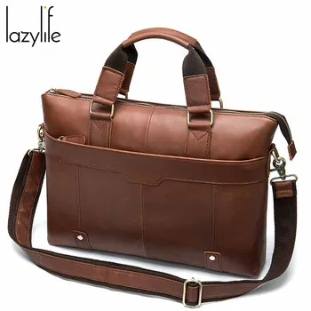 

LAZYLIFE Men's Briefcase Bags For Laptop Man Business Bag Handbags High Quality Leather Office Shoulder Bags Tote