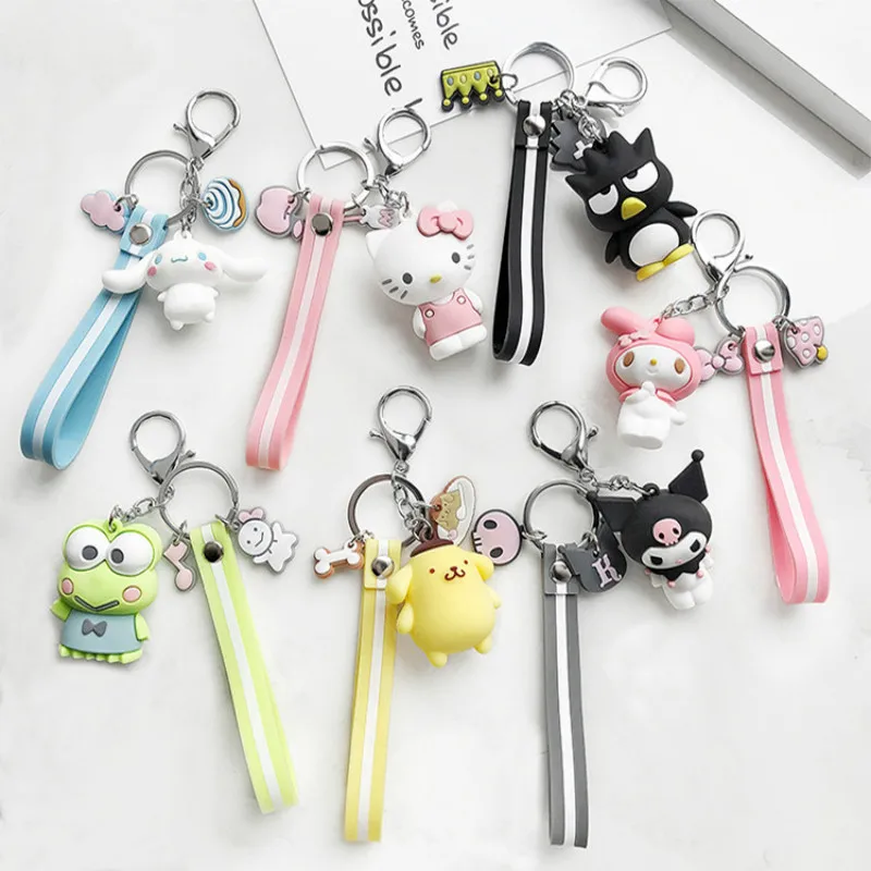 

Creative Sanrio Series My Melody Pudding Cinnamoroll Dog KT Keychain Bag Pendant Keyring for Girls Figure Toy accessories