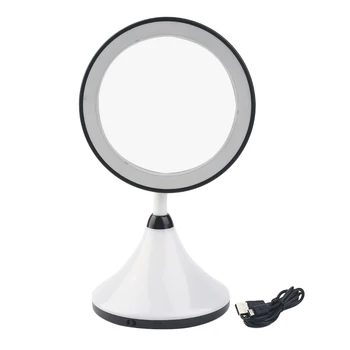

2-in-1 LED Makeup Mirror With Table Lamp for Bedroom Decor Table Cosmetic Mirror USB Charging Rotation White/Black Color