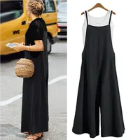 Ladies Bib Pant Suspender Trousers Loose Causal Female Women One-Piece Rompers Overalls Wide-Leg Jumpsuit Streetwear Plus Size 2