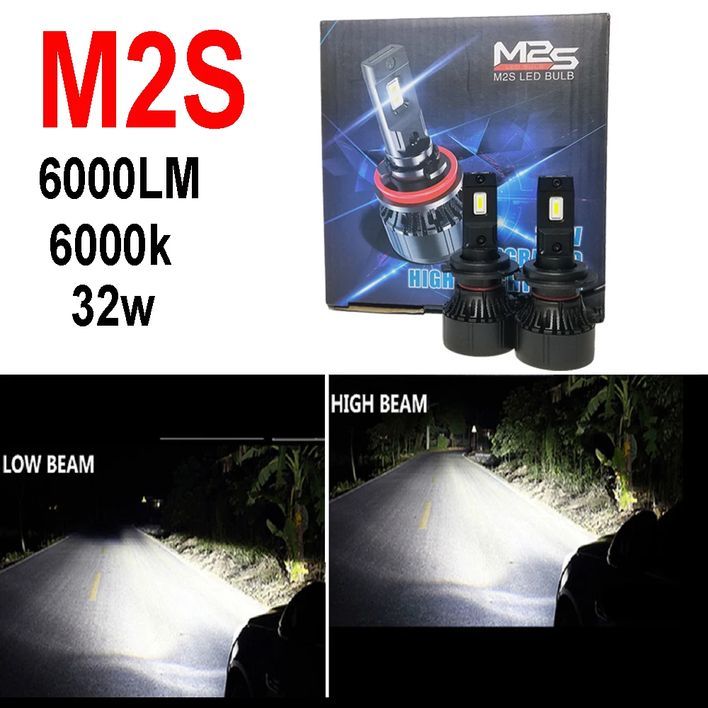 

M2S 12000LM светодиодный головной светильник s H4 H7 светодиодный Противотуманные фары Дневные Фары Светильник 12V светодиодный налобный фонарь H1 9005 9006 H11 светодиодный лампы Бег светильник s для автомобиля 2 шт.