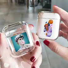 Прозрачный статуя Роскошный чехол для наушников для Airpods 1/2 мягкий чехол черный Художественный Стиль чехол для наушников s Чехол для Аксессуары для Airpods