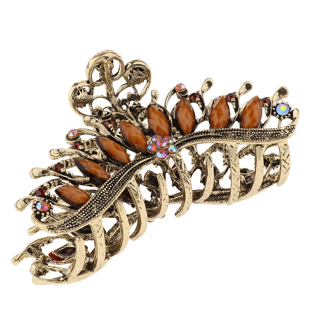 New Style Multi-color Rhinestone Crystals Metal Alloy Flower Hair Claws Clips Pins